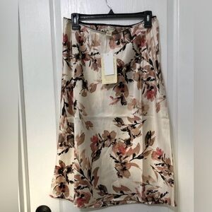NWT B.O.G. Collective Women’s S Floral Maxi Skirt Polyester Beige/Pink/Black